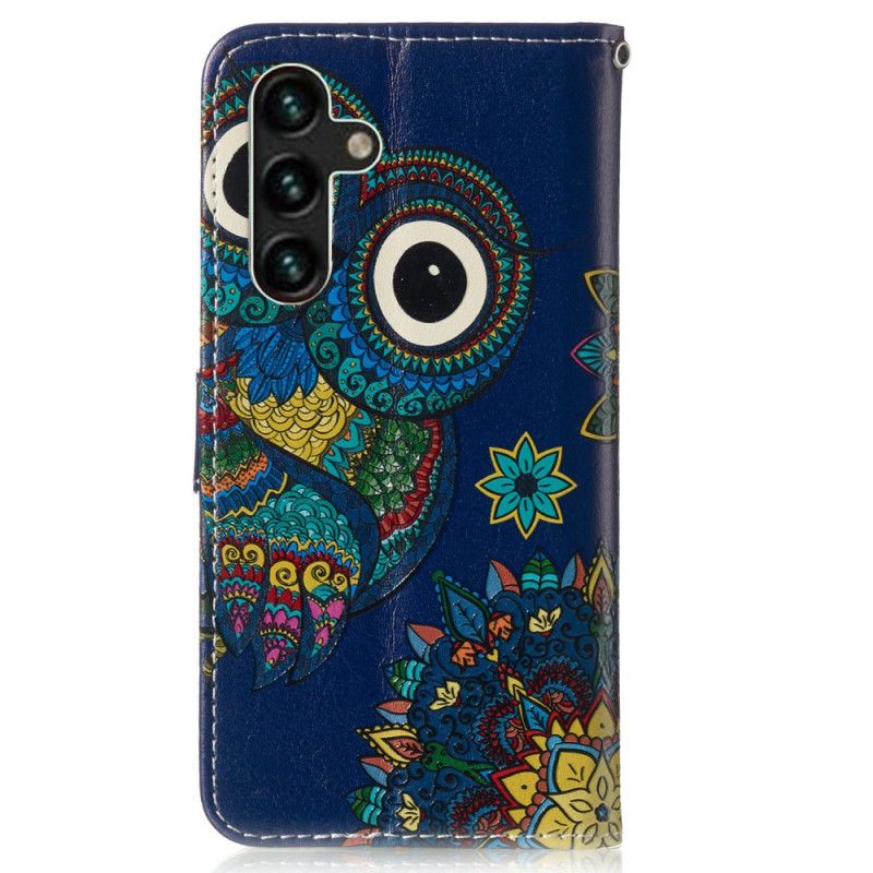 Skórzany Futerał Samsung Galaxy S24 Fe Etui Na Telefon Błękitna Sowa