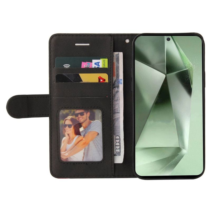 Skórzany Futerał Samsung Galaxy S24 Fe Etui Na Telefon Falista Linia
