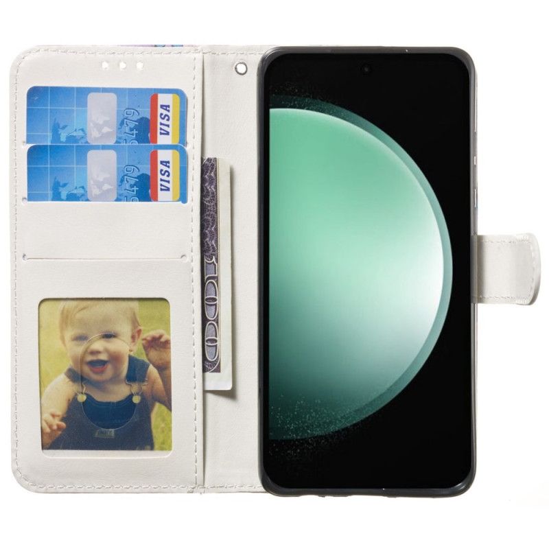 Skórzany Futerał Samsung Galaxy S24 Fe Etui Na Telefon Łapacz Snów I Smycz Z Sową