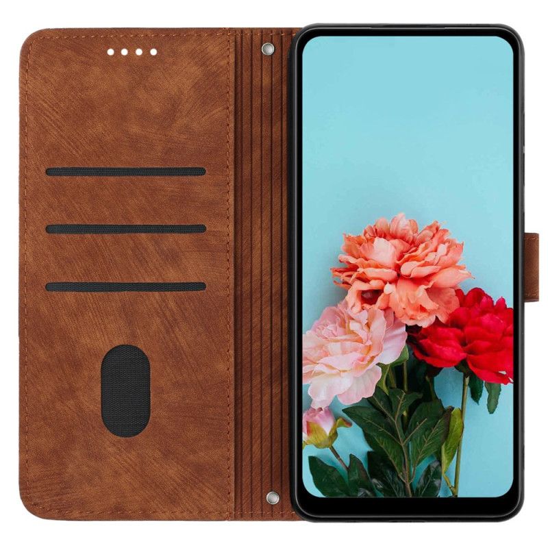 Skórzany Futerał Samsung Galaxy S24 Fe Etui Na Telefon Linie Paska