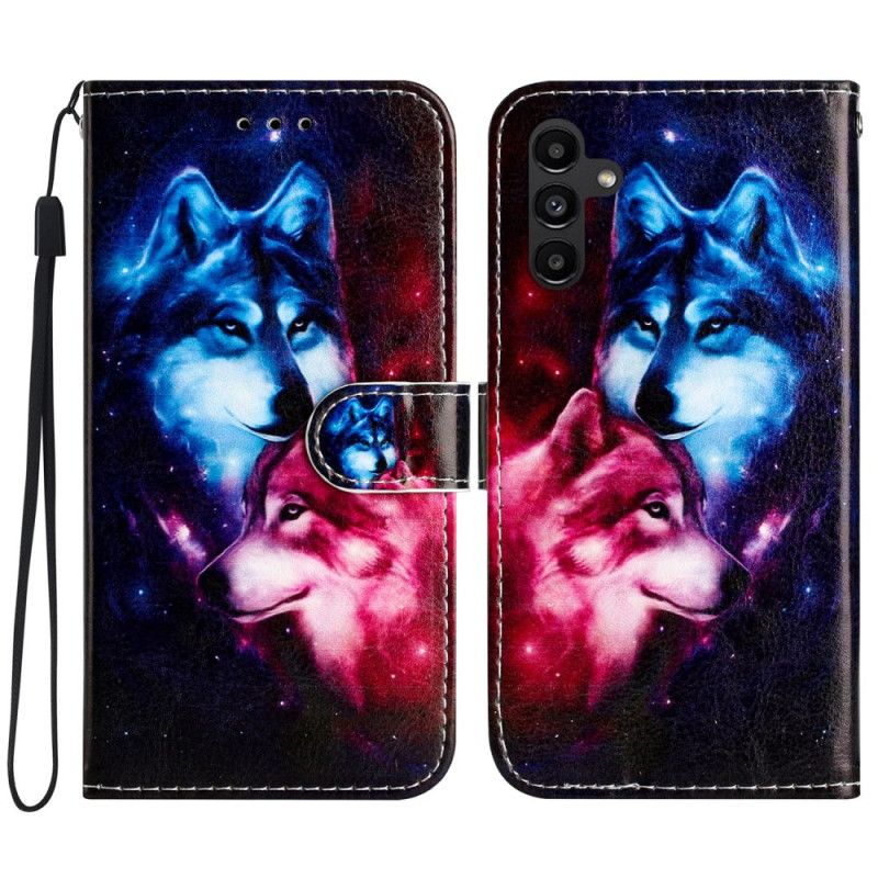 Skórzany Futerał Samsung Galaxy S24 Fe Etui Na Telefon Para Wilków Z Paskiem