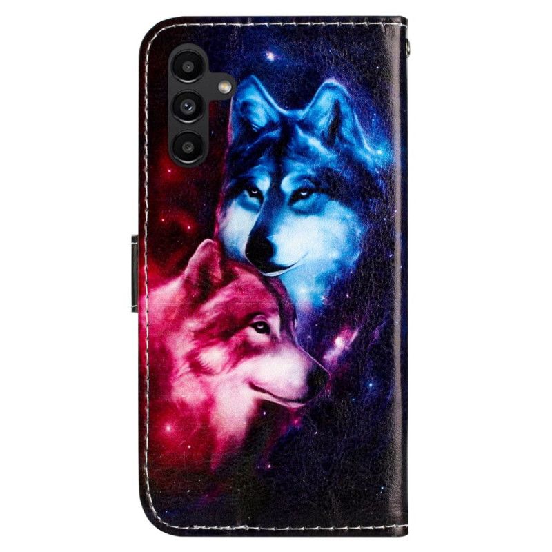Skórzany Futerał Samsung Galaxy S24 Fe Etui Na Telefon Para Wilków Z Paskiem