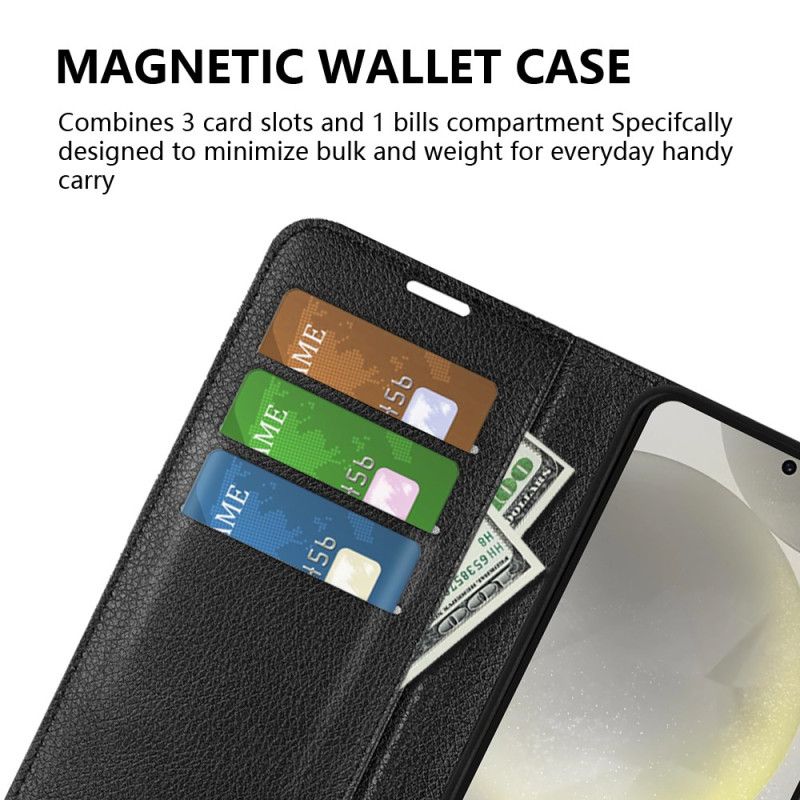 Skórzany Futerał Samsung Galaxy S24 Fe Etui Na Telefon Sztuczna Skóra Liczi