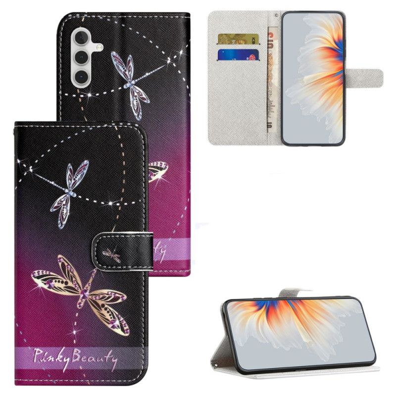 Skórzany Futerał Samsung Galaxy S24 Fe Etui Na Telefon Ważki Na Pasku