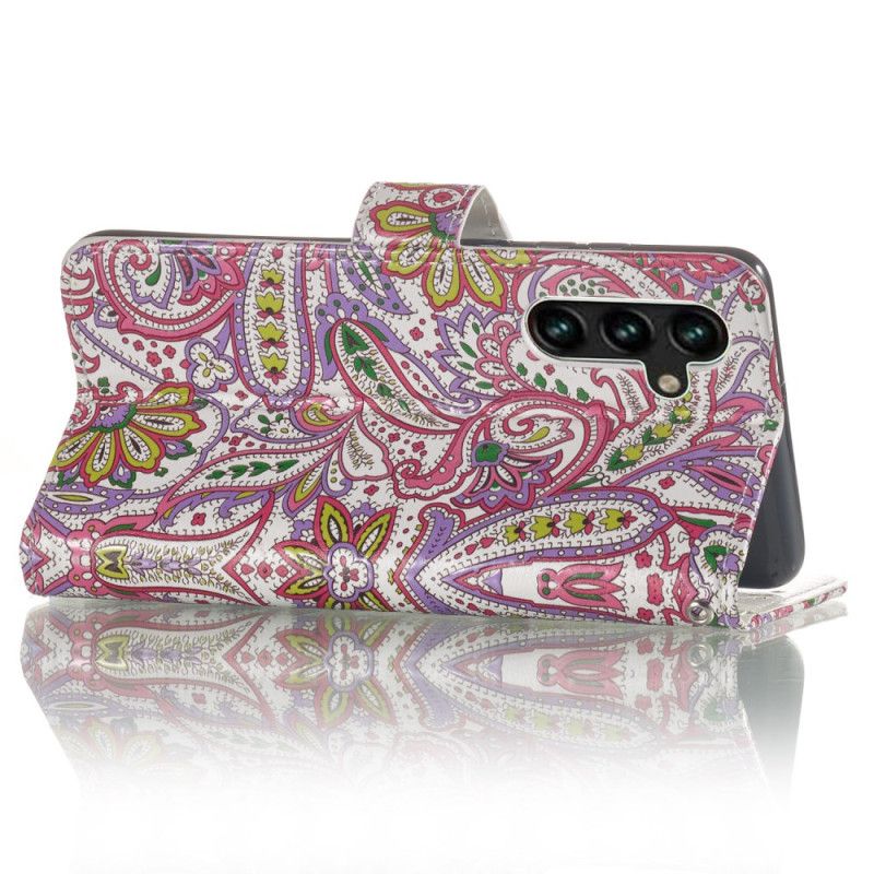 Skórzany Futerał Samsung Galaxy S24 Fe Etui Na Telefon Wzór Paisley