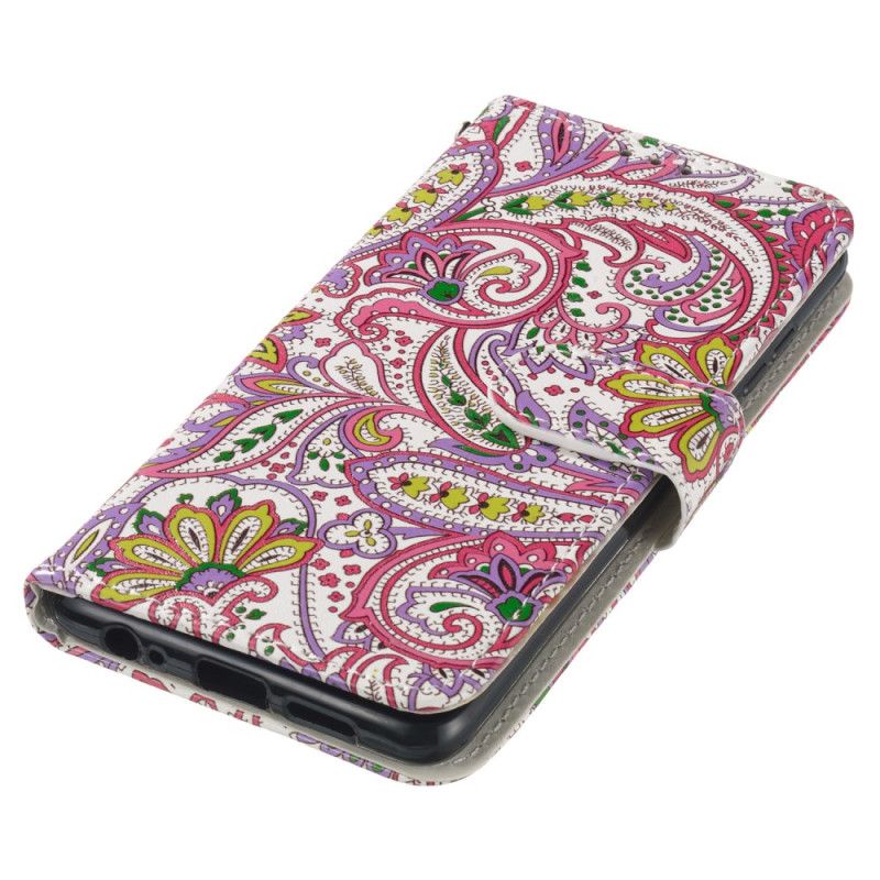 Skórzany Futerał Samsung Galaxy S24 Fe Etui Na Telefon Wzór Paisley