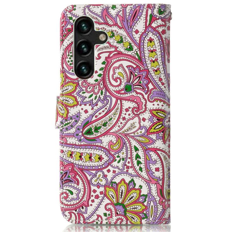 Skórzany Futerał Samsung Galaxy S24 Fe Etui Na Telefon Wzór Paisley