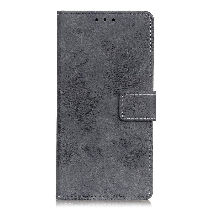 Etui Folio OnePlus 8 Pro Ciemnoniebieski Szary Efekt Skóry W Stylu Vintage Etui Ochronne