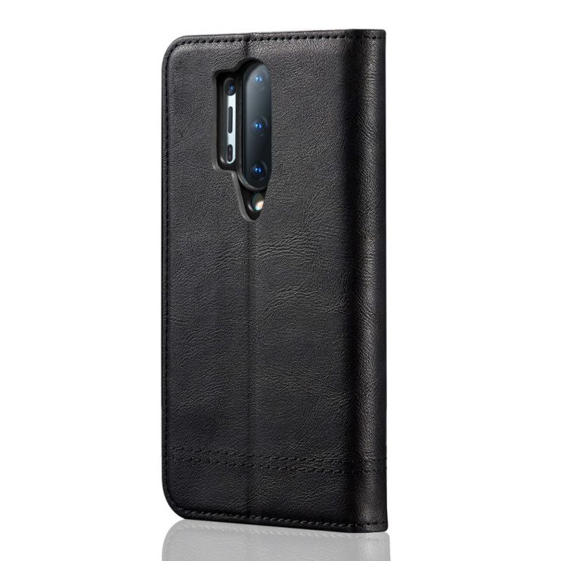 Flip Kotelot OnePlus 8 Pro Czerwony Czarny Efekt Szytej Skóry Etui Ochronne