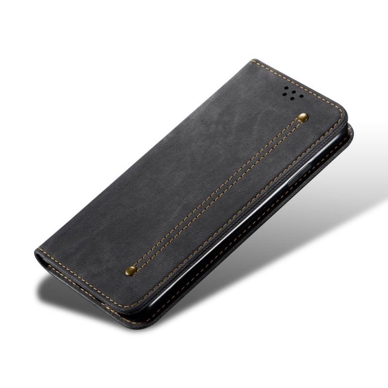 Flip Kotelot OnePlus 8 Pro Granatowy Czarny Dżinsy Z Imitacji Skóry