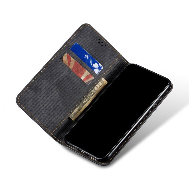 Flip Kotelot OnePlus 8 Pro Granatowy Czarny Dżinsy Z Imitacji Skóry