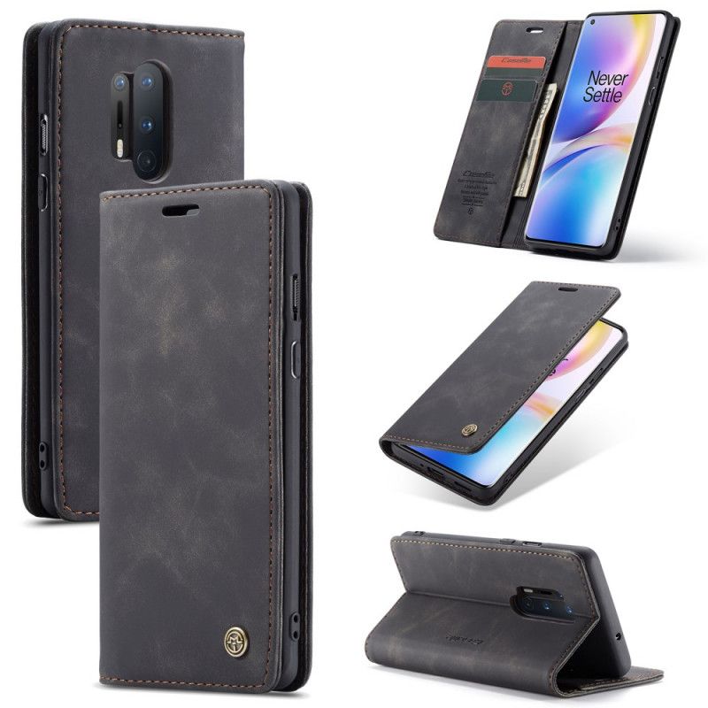 Flip Kotelot OnePlus 8 Pro Granatowy Czarny Etui na Telefon Etui Z Imitacji Skóry