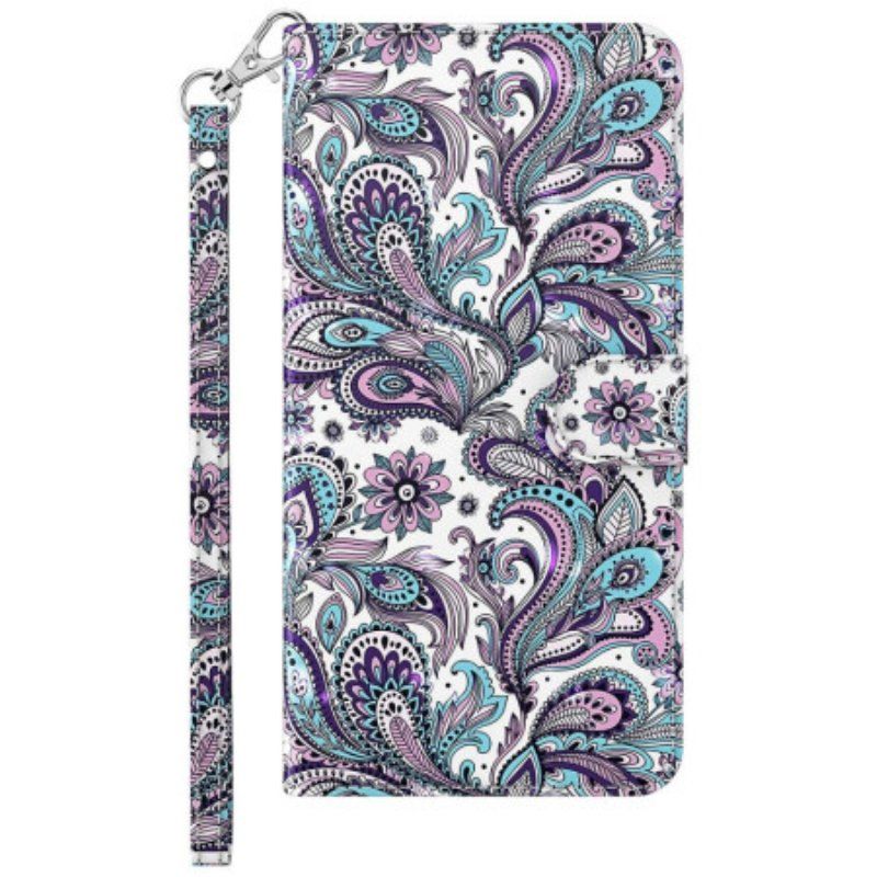 Etui Folio do Samsung Galaxy S23 Plus 5G z Łańcuch Pasiasty Wzór Paisley