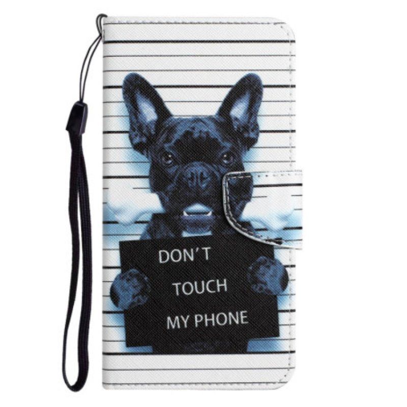 Skórzany Futerał do Samsung Galaxy S23 Plus 5G z Łańcuch Pies Nie Dotykaj Mojego Telefonu Smyczą