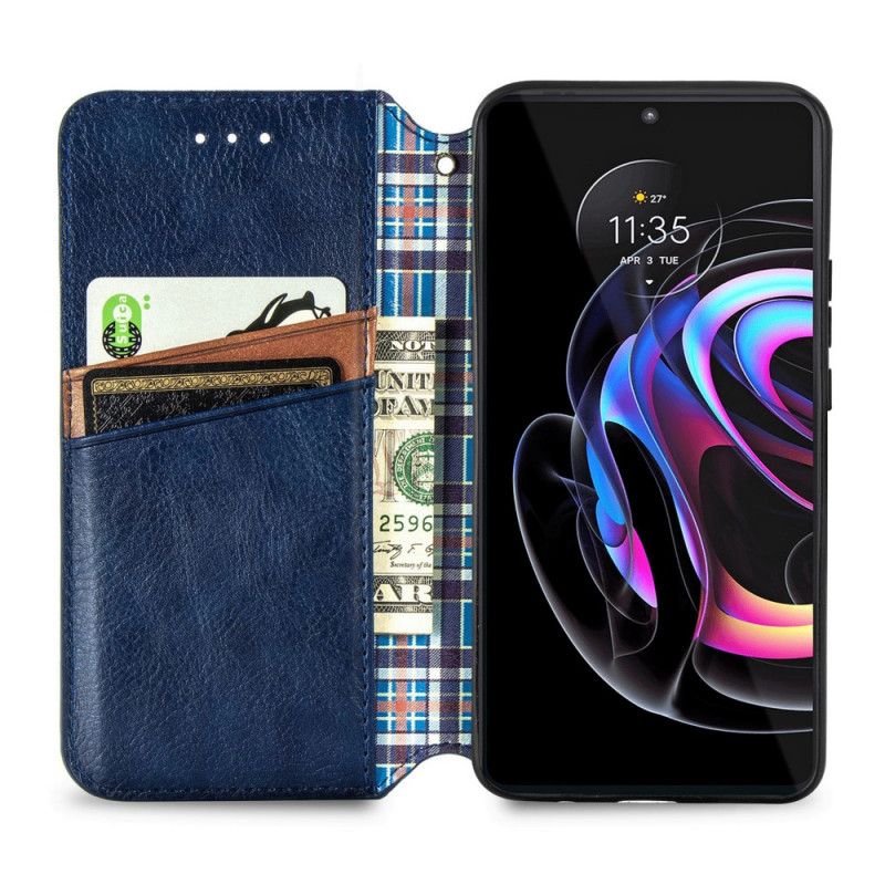 Flip Kotelot Motorola Edge 20 Pro Etui Na Telefon Tekstura Diamentu Z Efektem Skóry