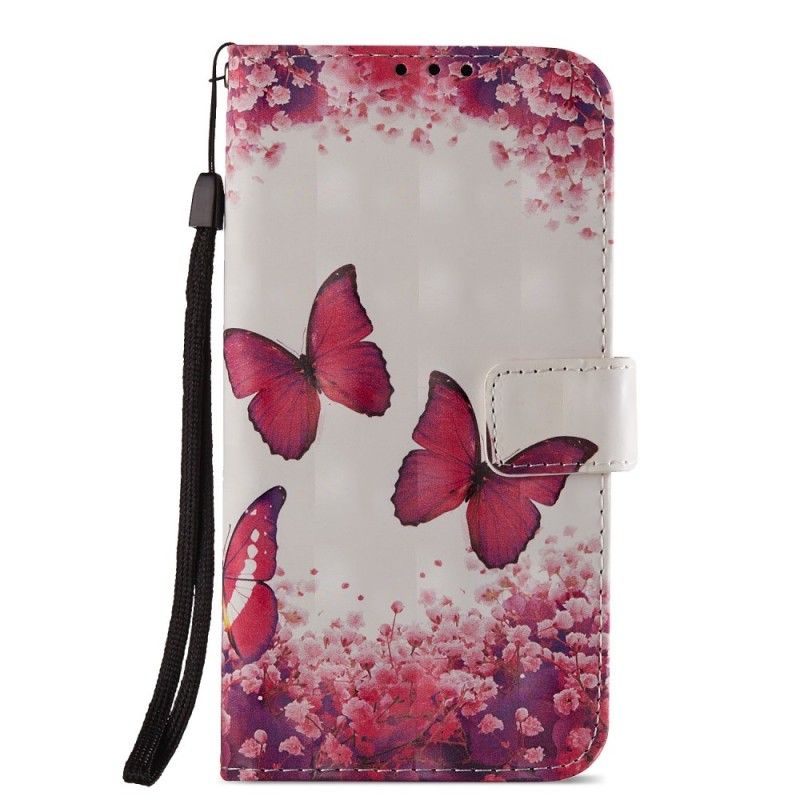 Etui Folio Honor 7C 3D Czerwone Motyle Etui Ochronne