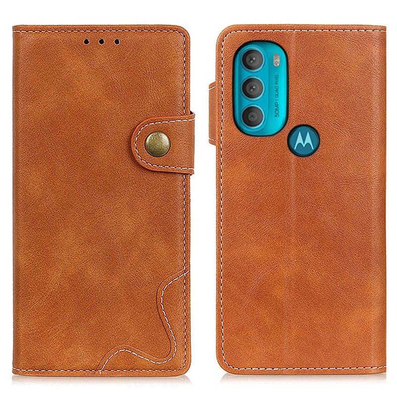 Etui Folio do Moto G71 5G Artystyczny Guzik Do Szycia