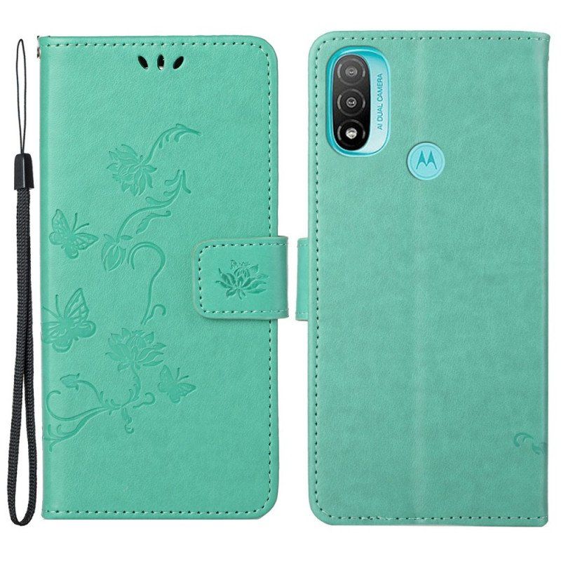 Etui Folio do Moto G71 5G Azjatyckie Motyle I Kwiaty