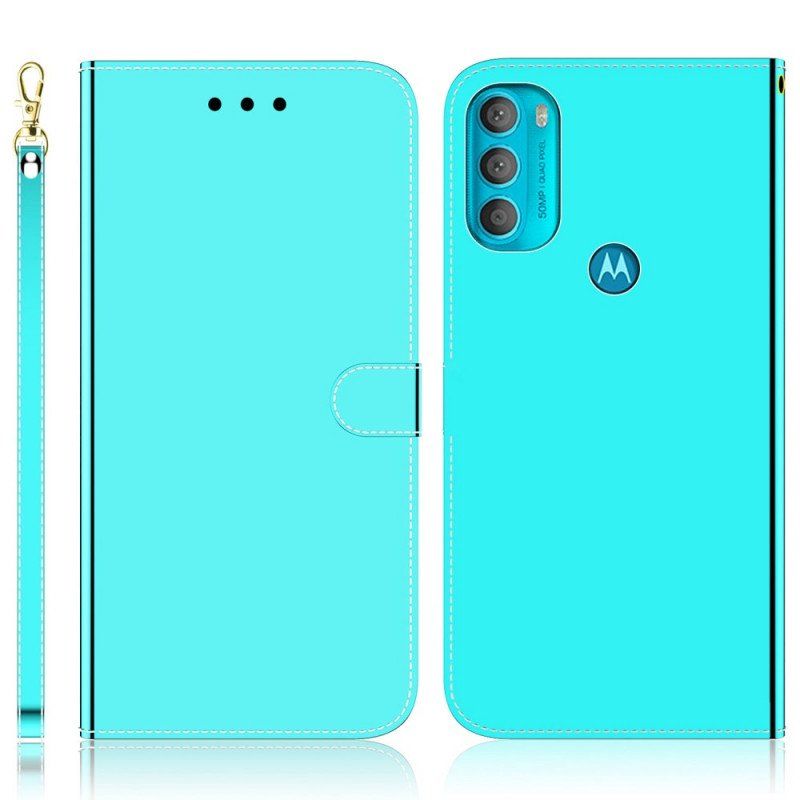 Etui Folio do Moto G71 5G Osłona Lusterka Ze Sztucznej Skóry