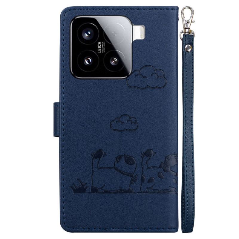 Etui Folio Do Xiaomi 15 Pasek Z Motywem Kota