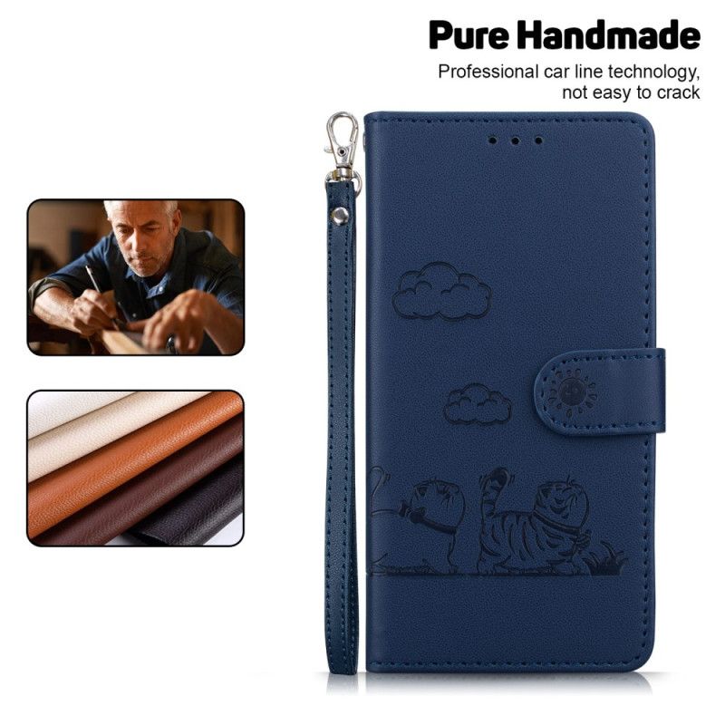 Etui Folio Do Xiaomi 15 Pasek Z Motywem Kota