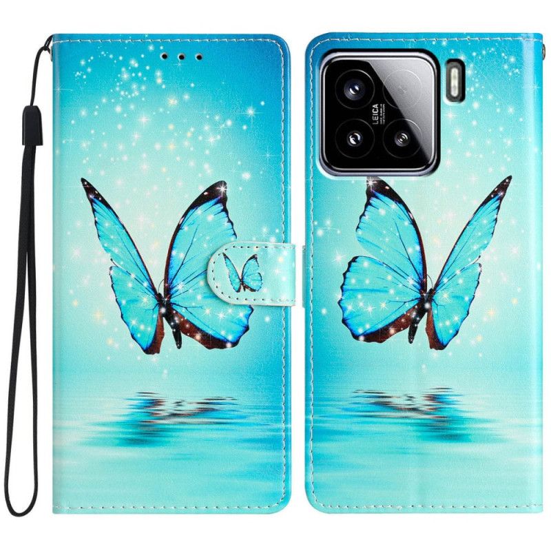 Etui Folio Xiaomi 15 Niebieski Motyl W Locie Etui Ochronne