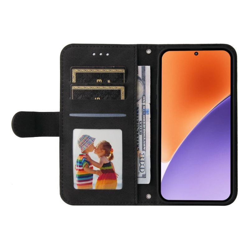 Etui Folio Xiaomi 15 Ozdobny Nit I Pasek Etui Ochronne
