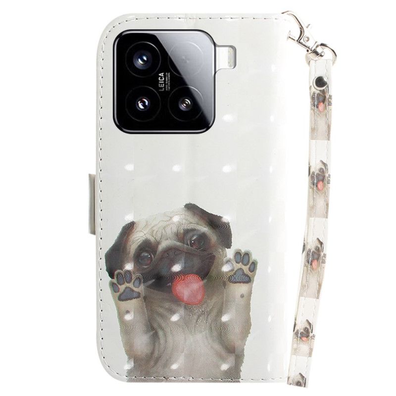 Etui Folio Xiaomi 15 Smycz Wzór Mopsa Etui Ochronne