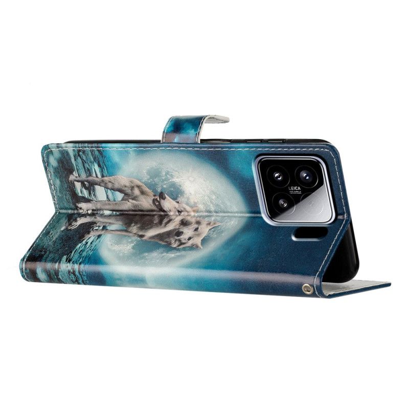 Skórzany Futerał Xiaomi 15 Etui Na Telefon Dwa Wilki