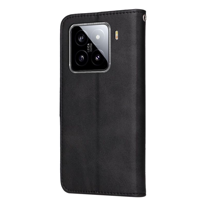 Skórzany Futerał Xiaomi 15 Etui Na Telefon Gładki Pasek Z Efektem Skóry