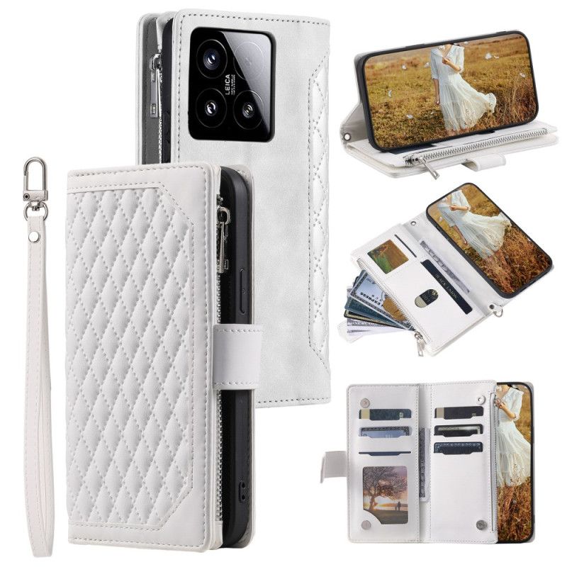 Skórzany Futerał Xiaomi 15 Etui Na Telefon Pikowany Portfel