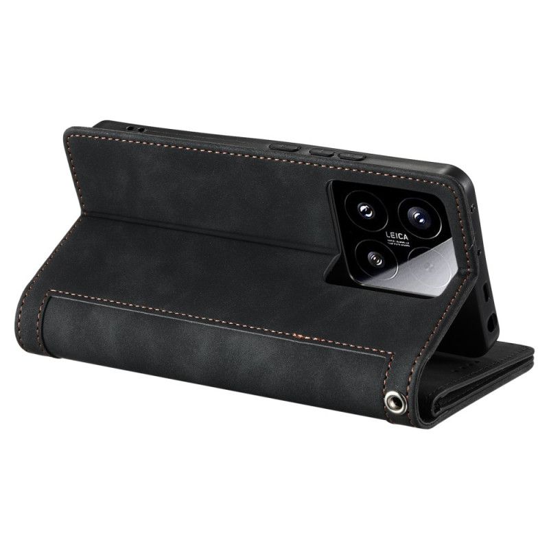 Skórzany Futerał Xiaomi 15 Etui Na Telefon Portfel Z Zamkiem Błyskawicznym