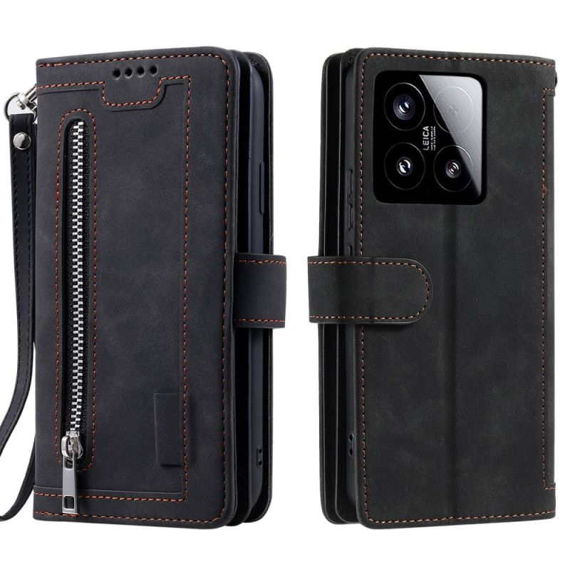 Skórzany Futerał Xiaomi 15 Etui Na Telefon Portfel Z Zamkiem Błyskawicznym