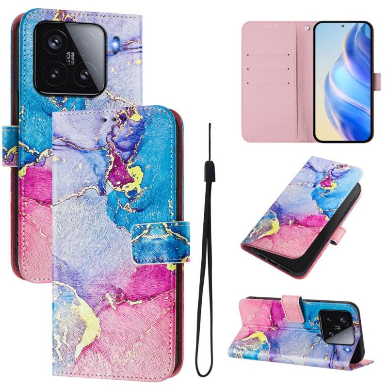 Skórzany Futerał Xiaomi 15 Etui Na Telefon Wielobarwny Marmur