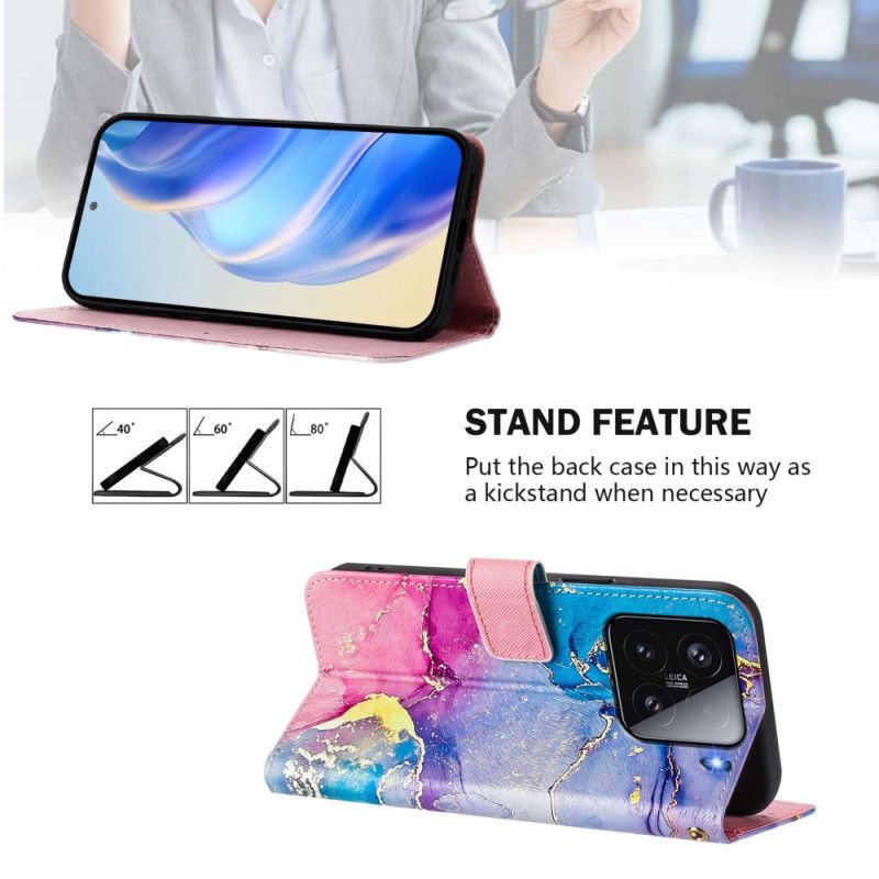 Skórzany Futerał Xiaomi 15 Etui Na Telefon Wielobarwny Marmur