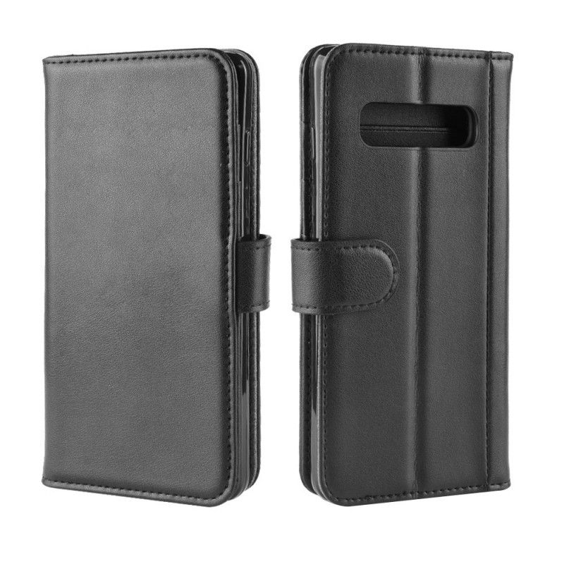 Etui Folio Samsung Galaxy S10 Plus Czarny Dwoina Skórzana Etui Ochronne