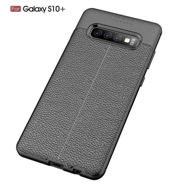 Etui Samsung Galaxy S10 Plus Czerwony Czarny Efekt Skóry Z Podwójną Linią Liczi