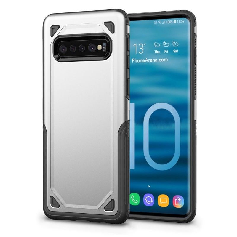 Etui Samsung Galaxy S10 Plus Szary Czarny Efekt Metalu Premium