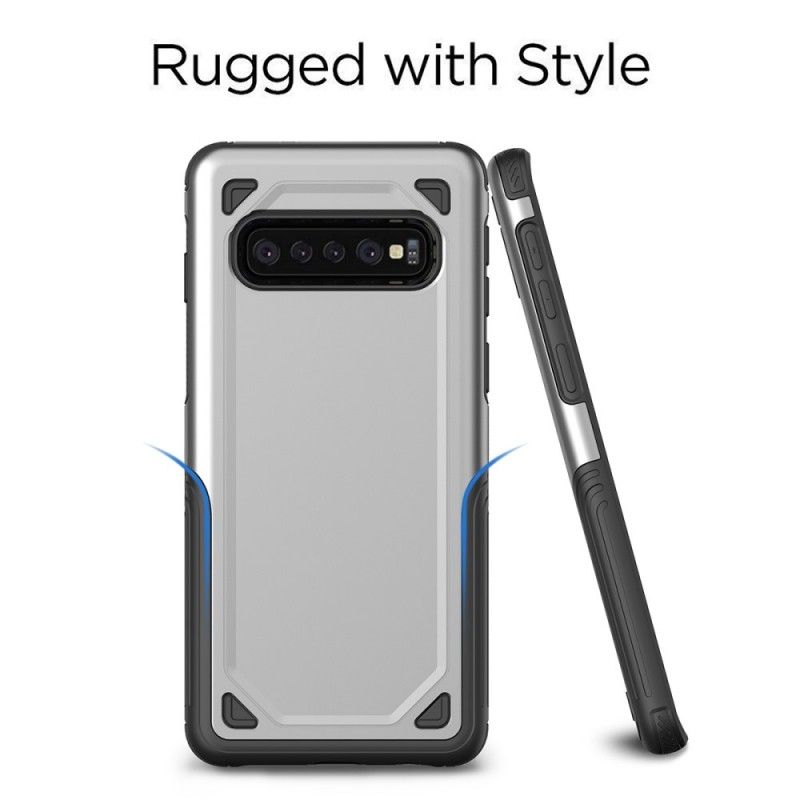 Etui Samsung Galaxy S10 Plus Szary Czarny Efekt Metalu Premium