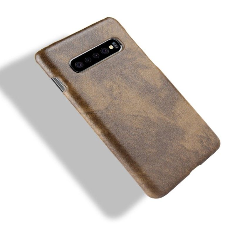 Etui Samsung Galaxy S10 Plus Szary Czarny Efekt Skóry Liczi