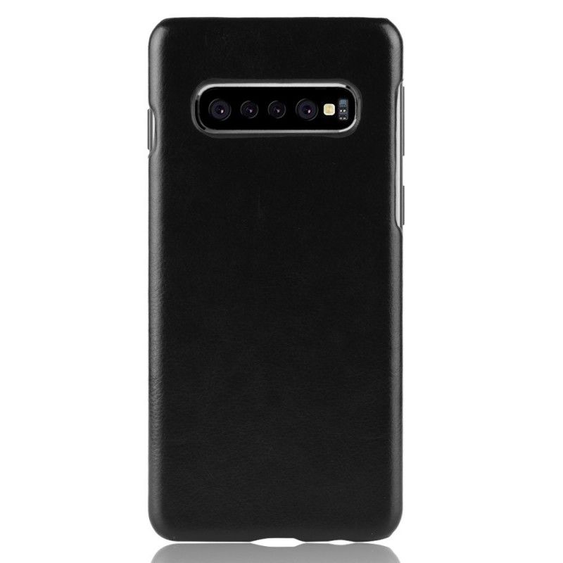 Etui Samsung Galaxy S10 Plus Szary Czarny Efekt Skóry Liczi