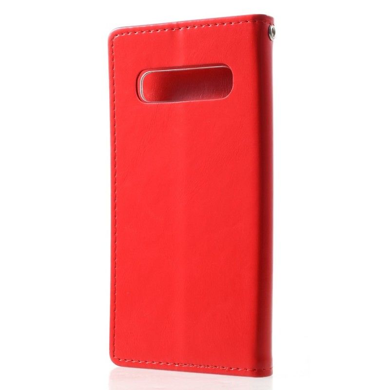 Flip Kotelot Samsung Galaxy S10 Plus Magenta Czerwony Rtęć Imitująca Skórę Etui Ochronne
