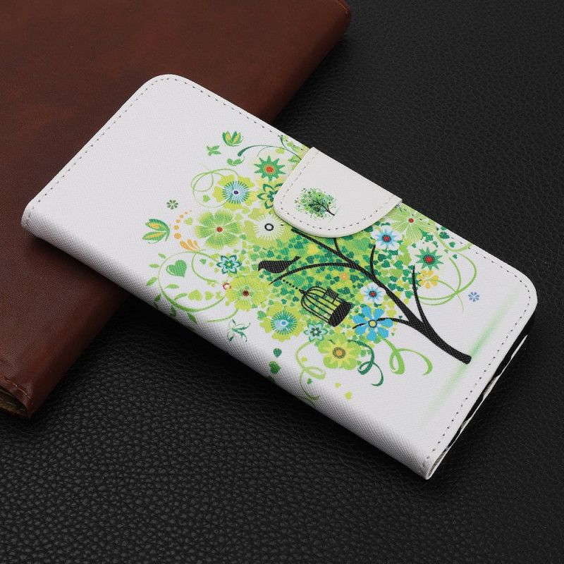 Skórzany Futerał Huawei P Smart S Etui na Telefon Zielone Kwitnące Drzewo