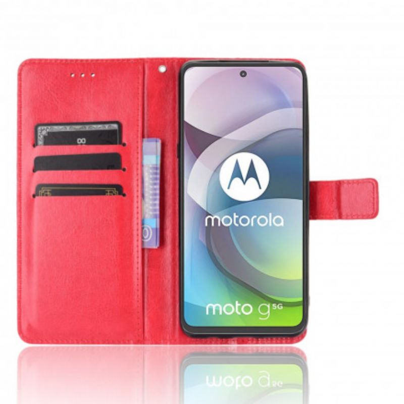 Etui Folio Moto G 5g Błyszcząca Sztuczna Skóra Etui Ochronne