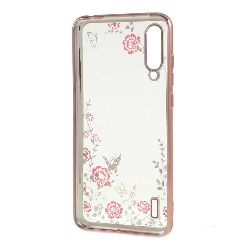 Etui Xiaomi Mi 9 Lite Różowe Złoto Diamenty Kwiatowe I Motylkowe