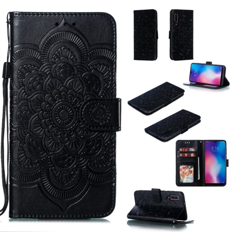 Etui Folio Xiaomi Mi 9 Szary Czarny Cała Mandala Etui Ochronne