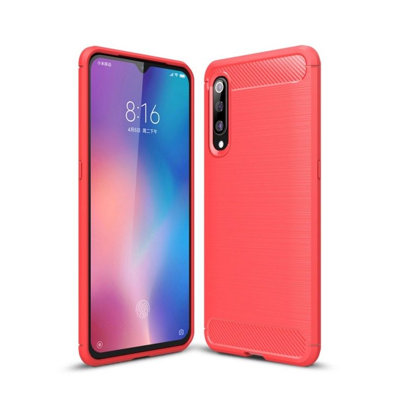 Etui Xiaomi Mi 9 Czerwony Czarny Szczotkowane Włókno Węglowe Etui Ochronne