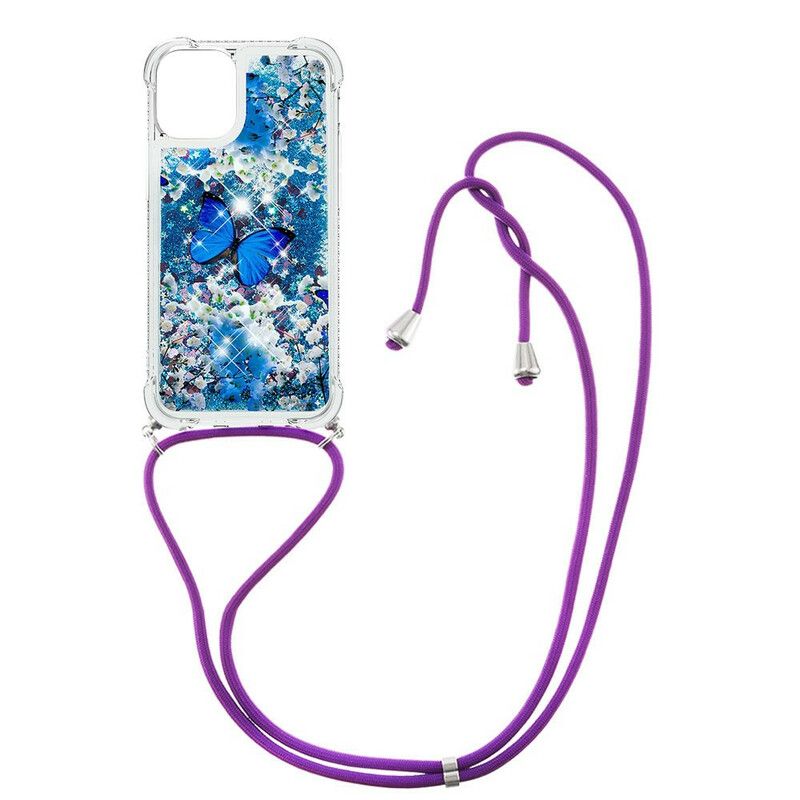 Etui Iphone 13 Mini Motyl Cekinowy Sznurek Etui Ochronne
