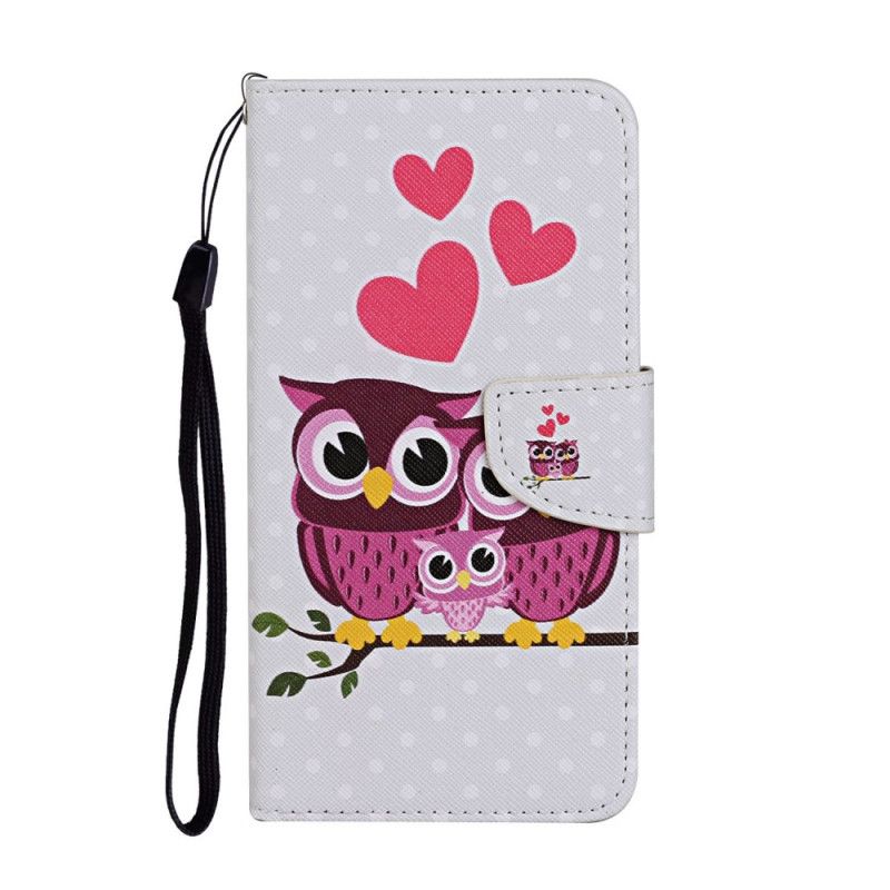 Etui Folio Samsung Galaxy S20 Ultra Rodzina Sów Ze Stringami Etui Ochronne