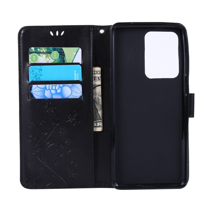 Etui Folio Samsung Galaxy S20 Ultra Szary Czarny Motyle Na Wietrze